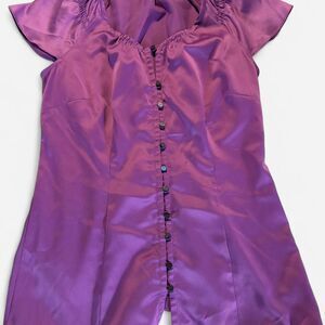 Banana Republic Women's Purple and Pink Satin Blouse